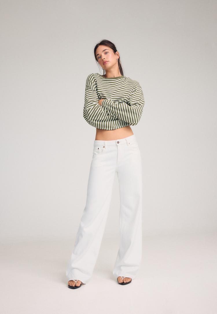 D91 low-rise wide-leg twill jeans — Vanilla