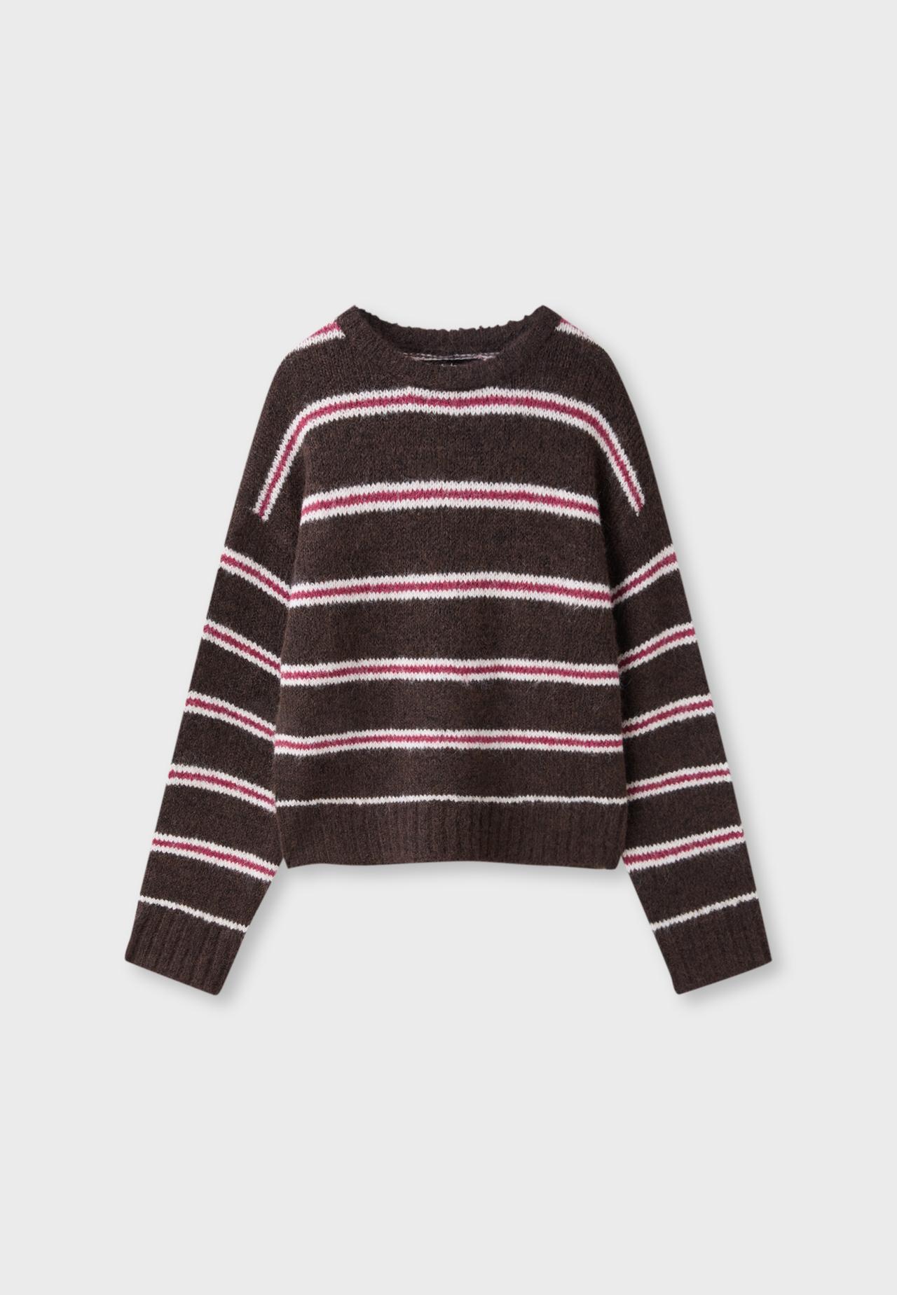 Striped knit jumper — Brown