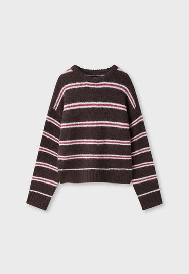 Striped knit jumper — Brown 4
