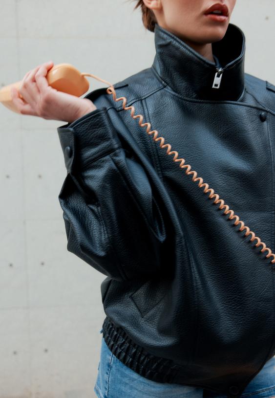 oversize faux leather biker jacket