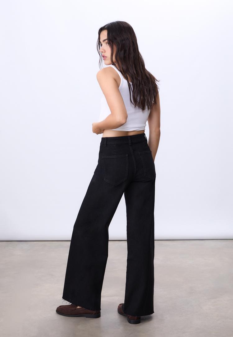 d63 jeans wide leg costuras