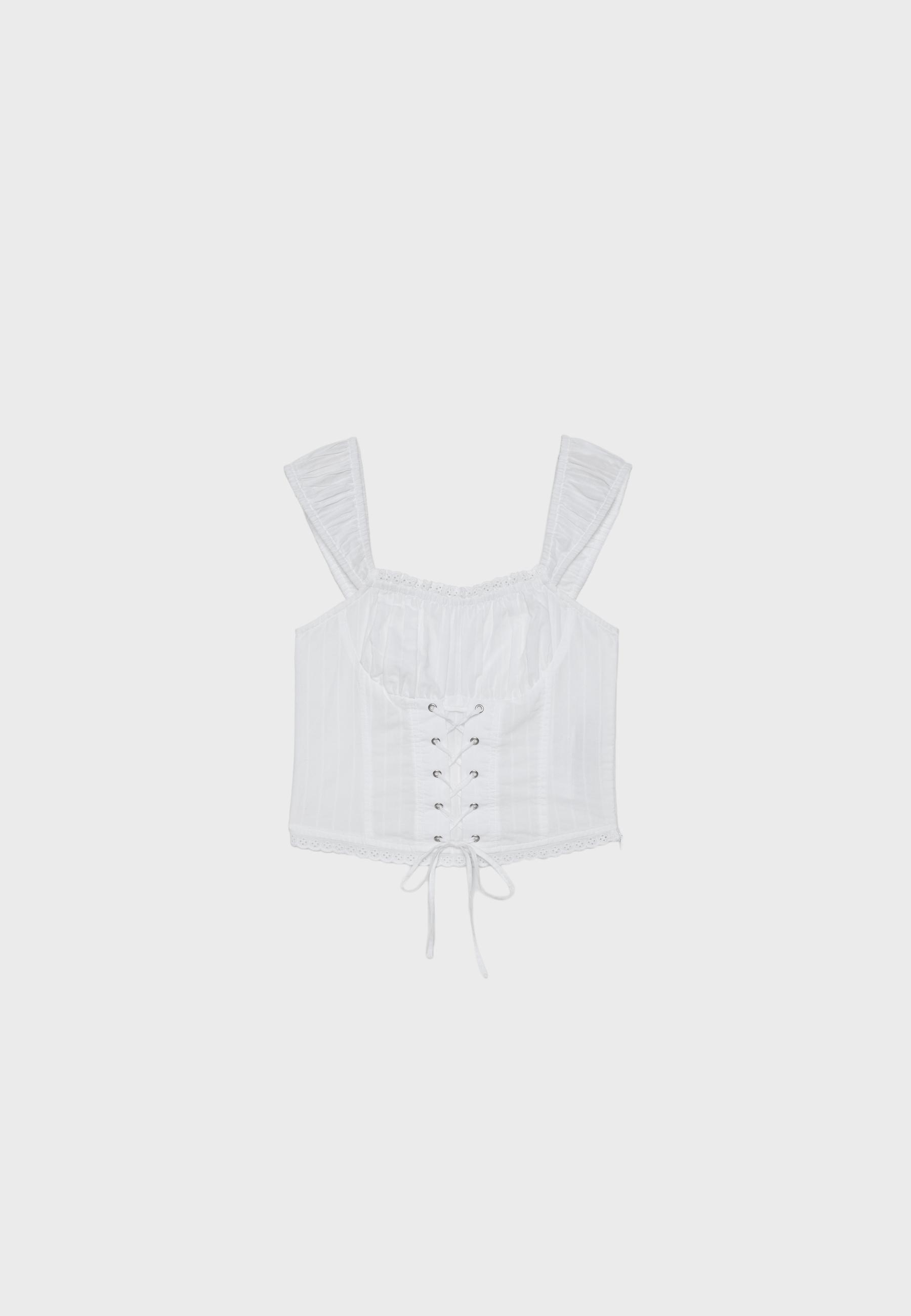 Lace-up corset top — White