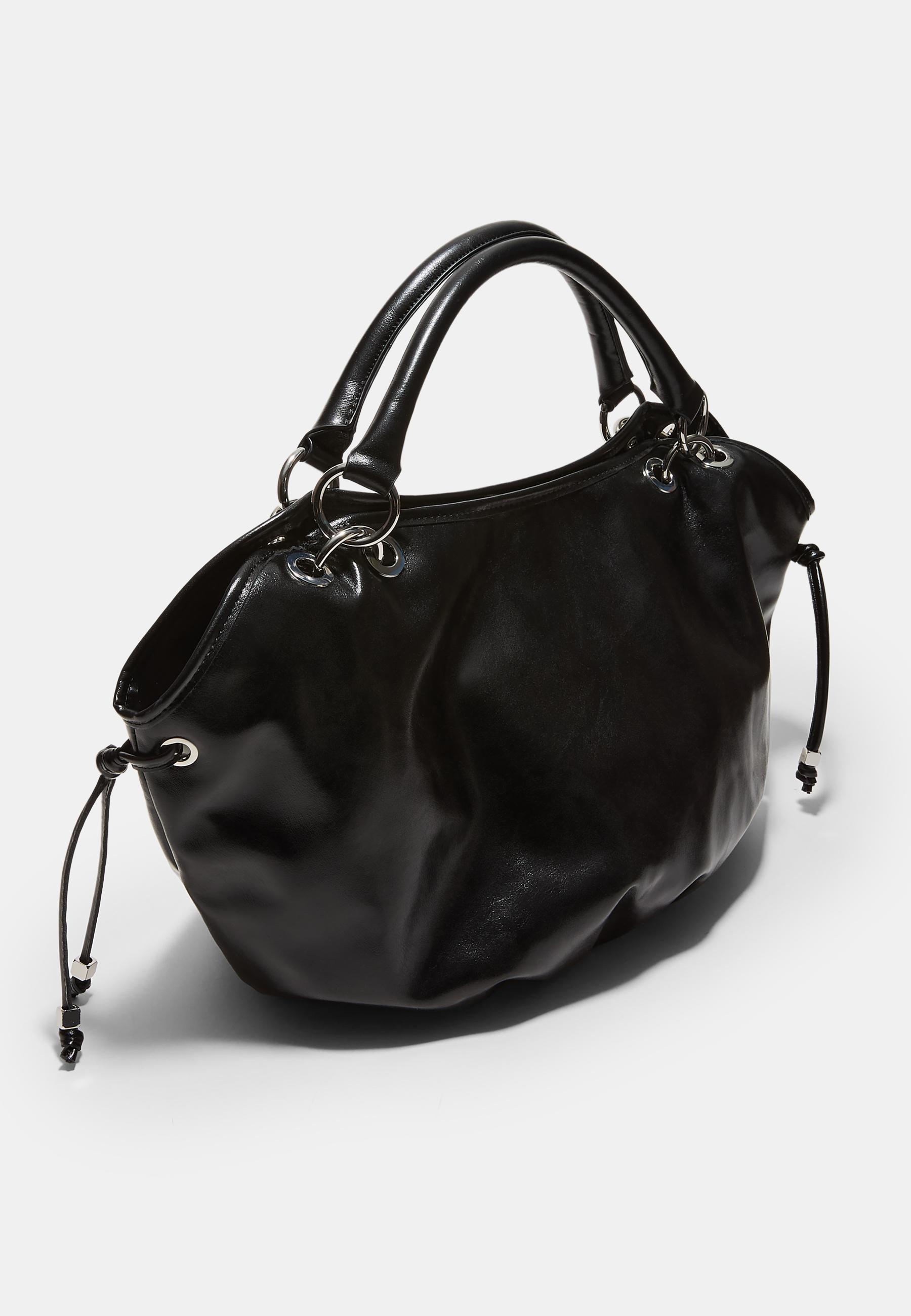 Metal detaylı yuvarlak shopper çanta - Görsel 2