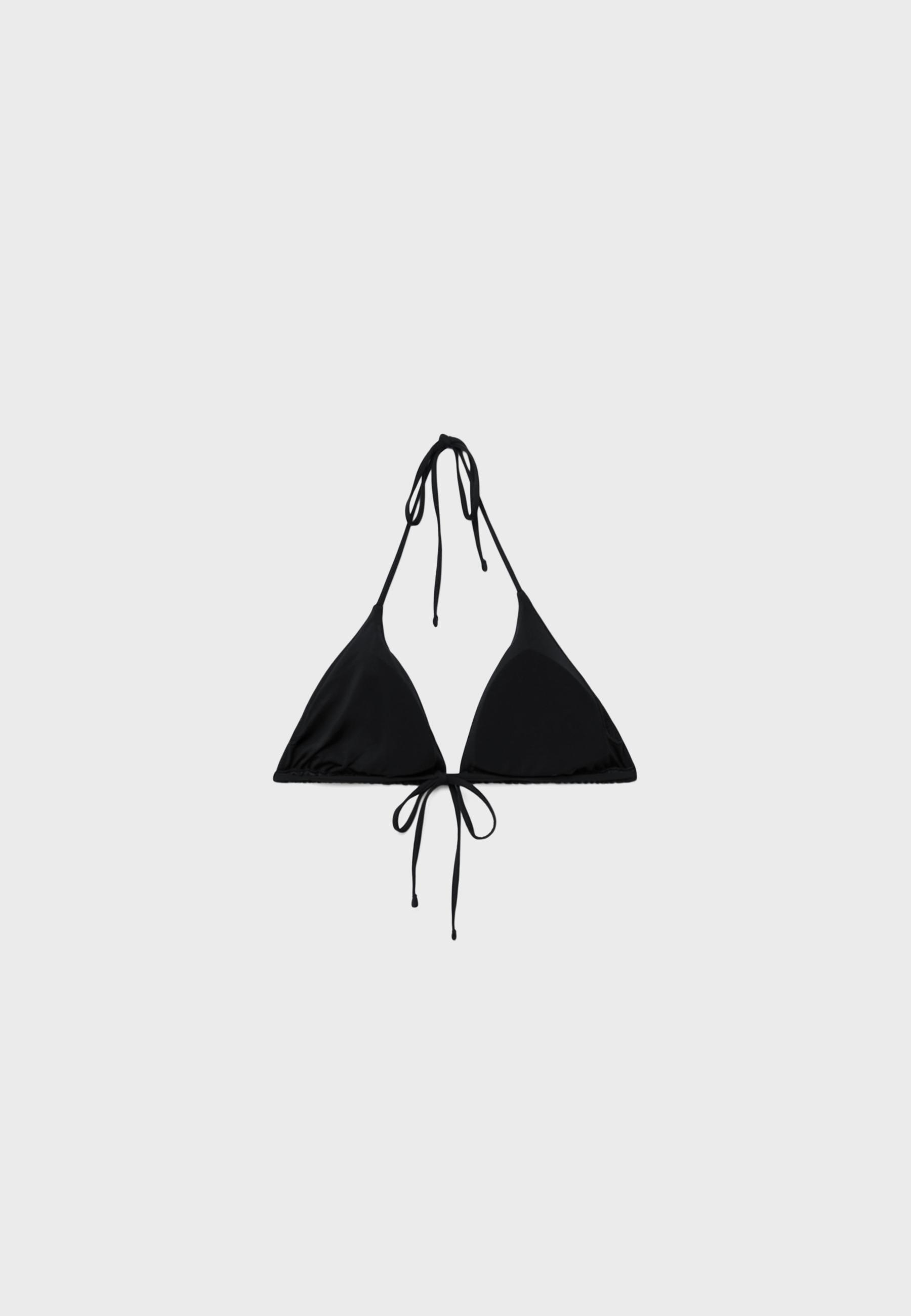 Shimmery triangle bikini top — Black