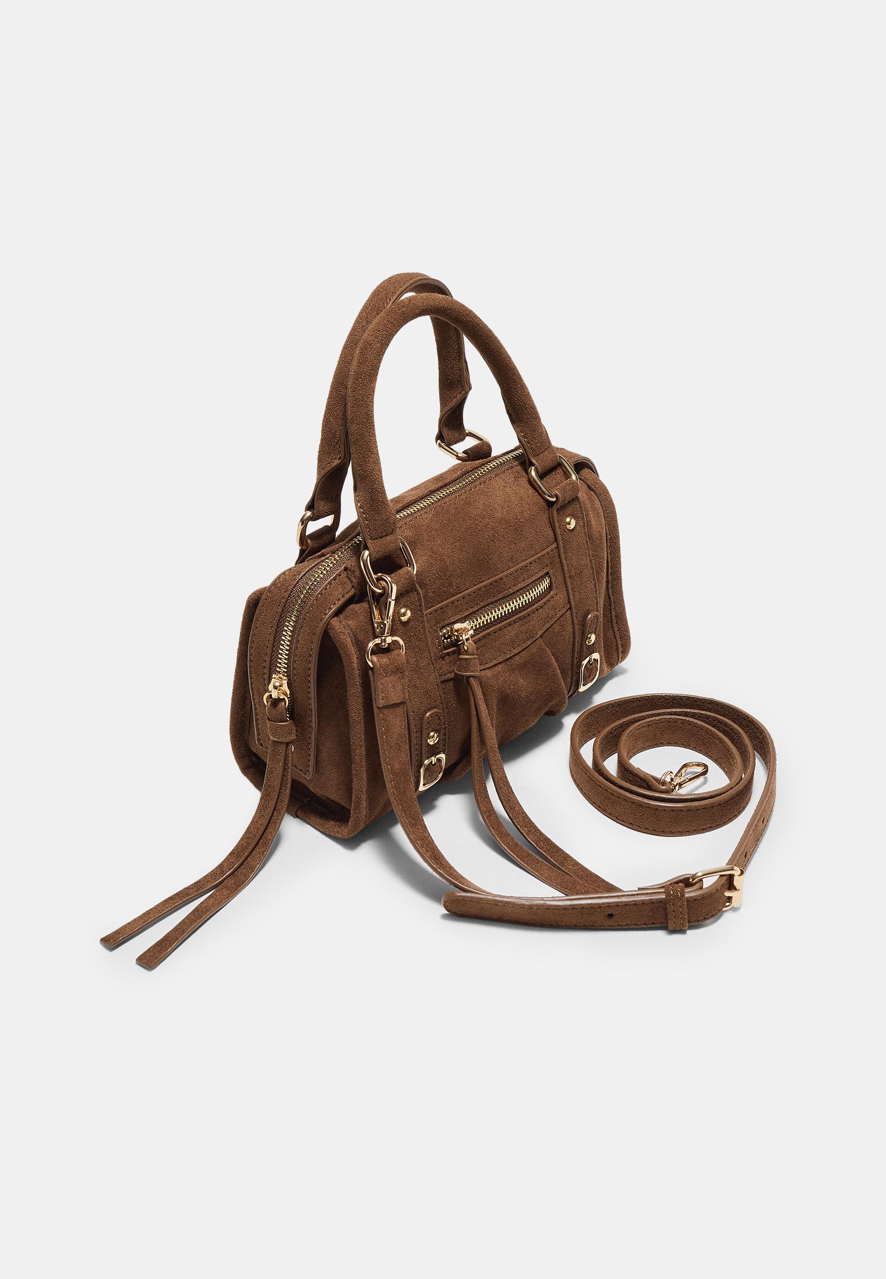 Zipped crossbody bowling bag — Brown