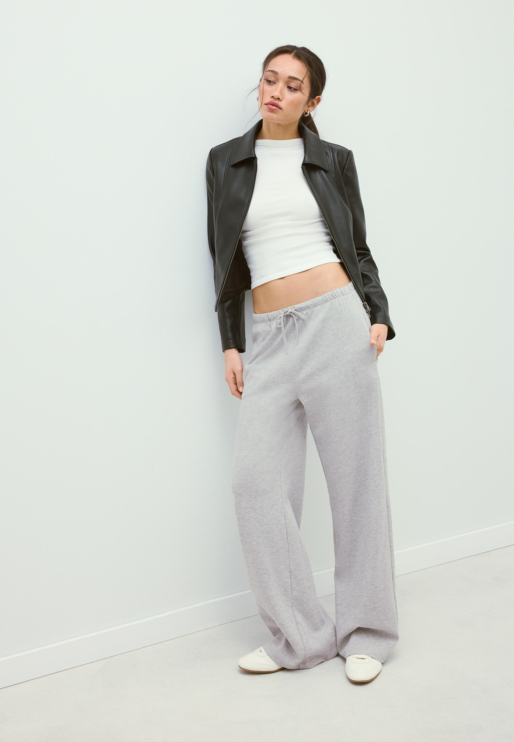 Wide-leg jogger trousers — Grey melange