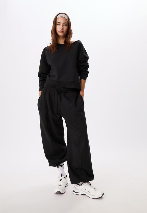 basic omuz dekolteli sweatshirt