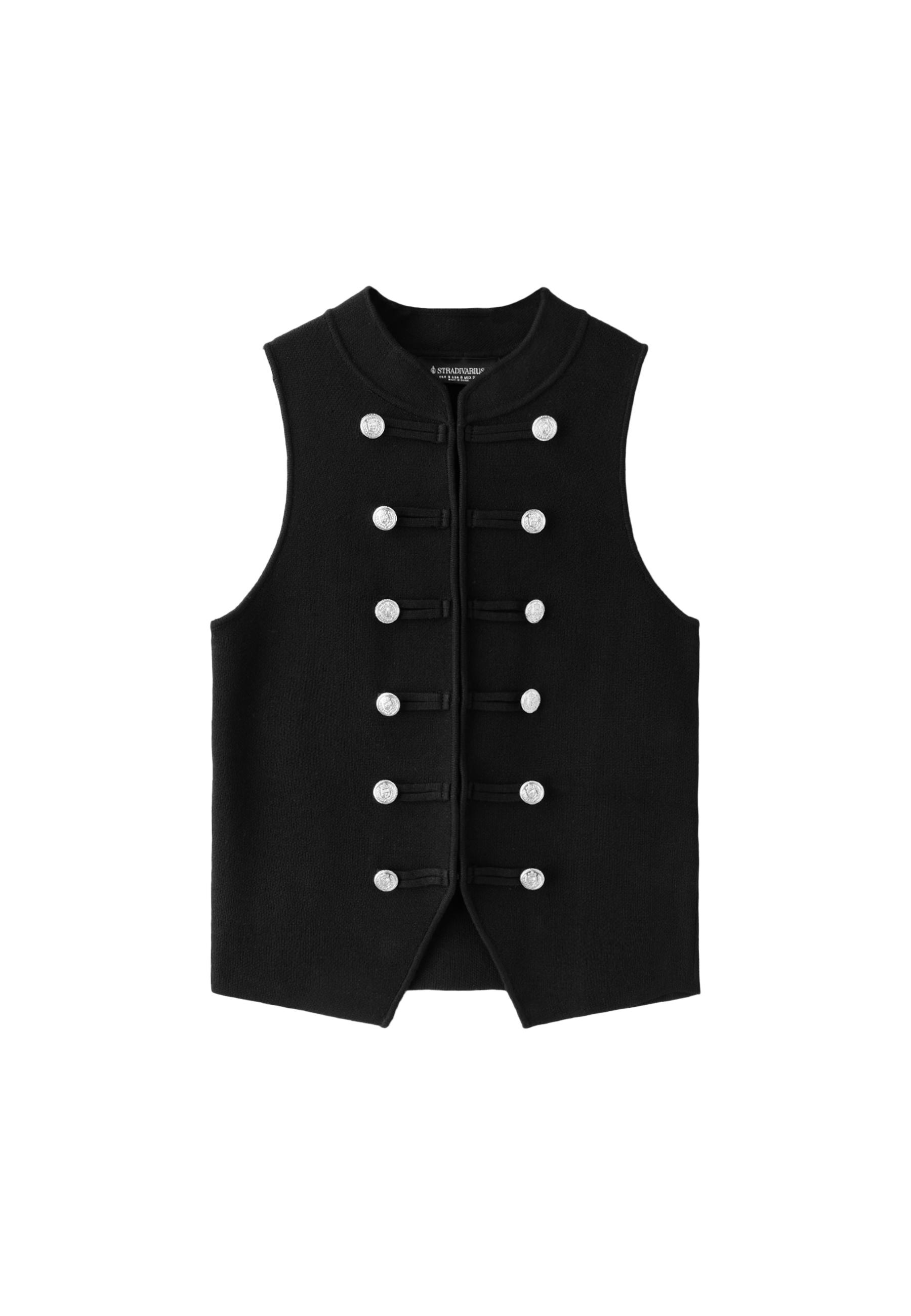 Buttoned knit vest — Black
