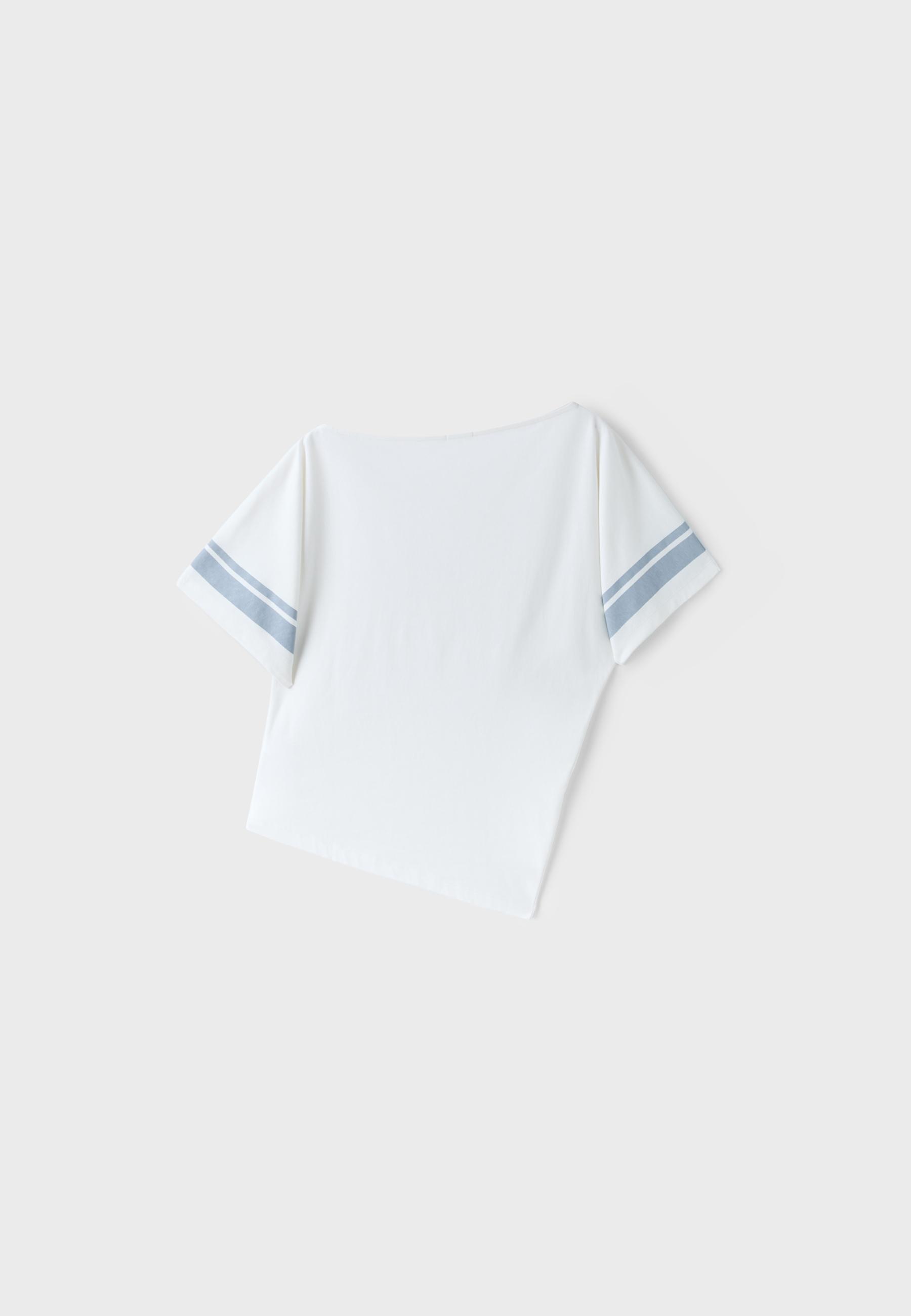 Asymmetric embroidered T-shirt — Ecru