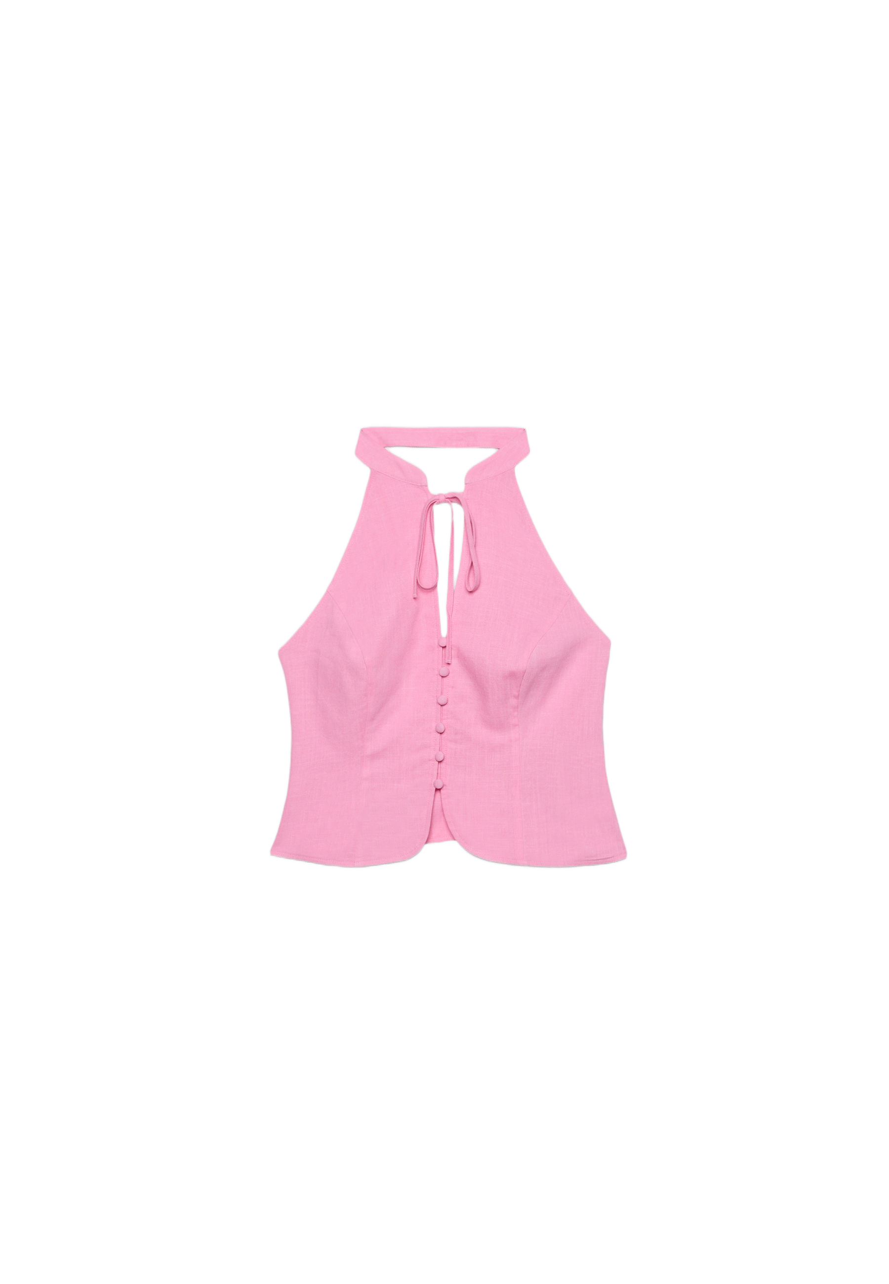 Buttoned halter top — Pastel pink