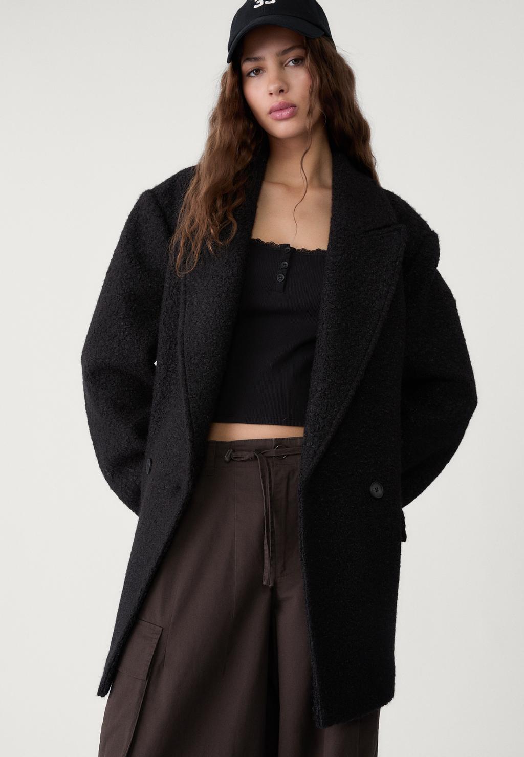 Short faux shearling coat