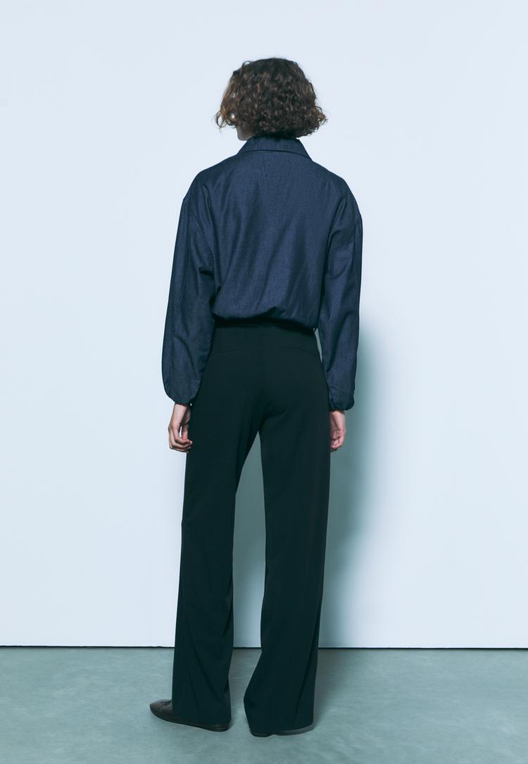 flowing straight leg smart trousers with belt
