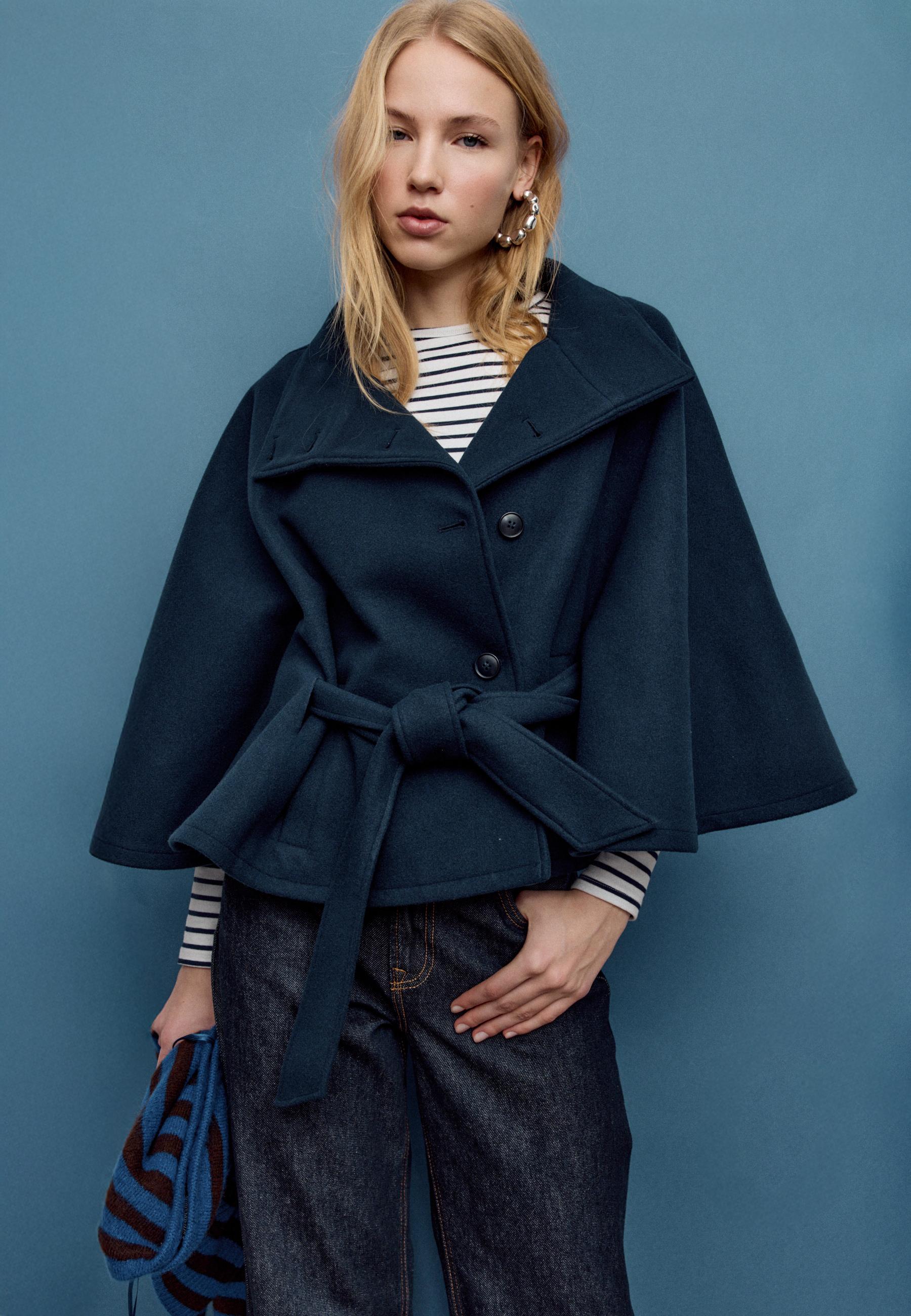 Soft-touch Cape Jacket — Dark blue