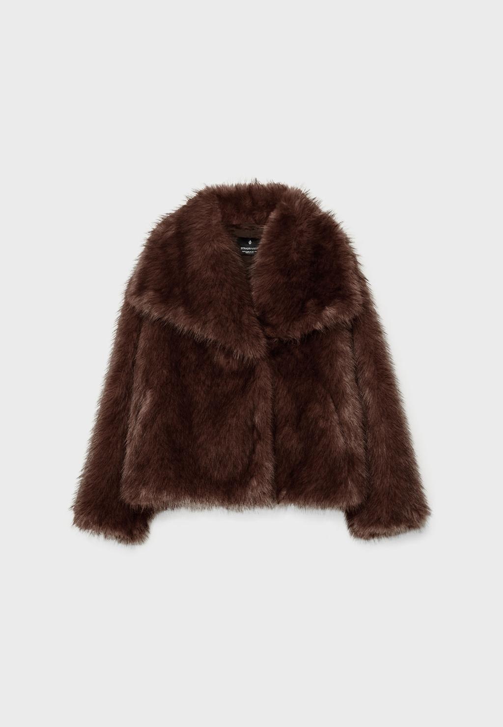 Cropped faux fur jacket