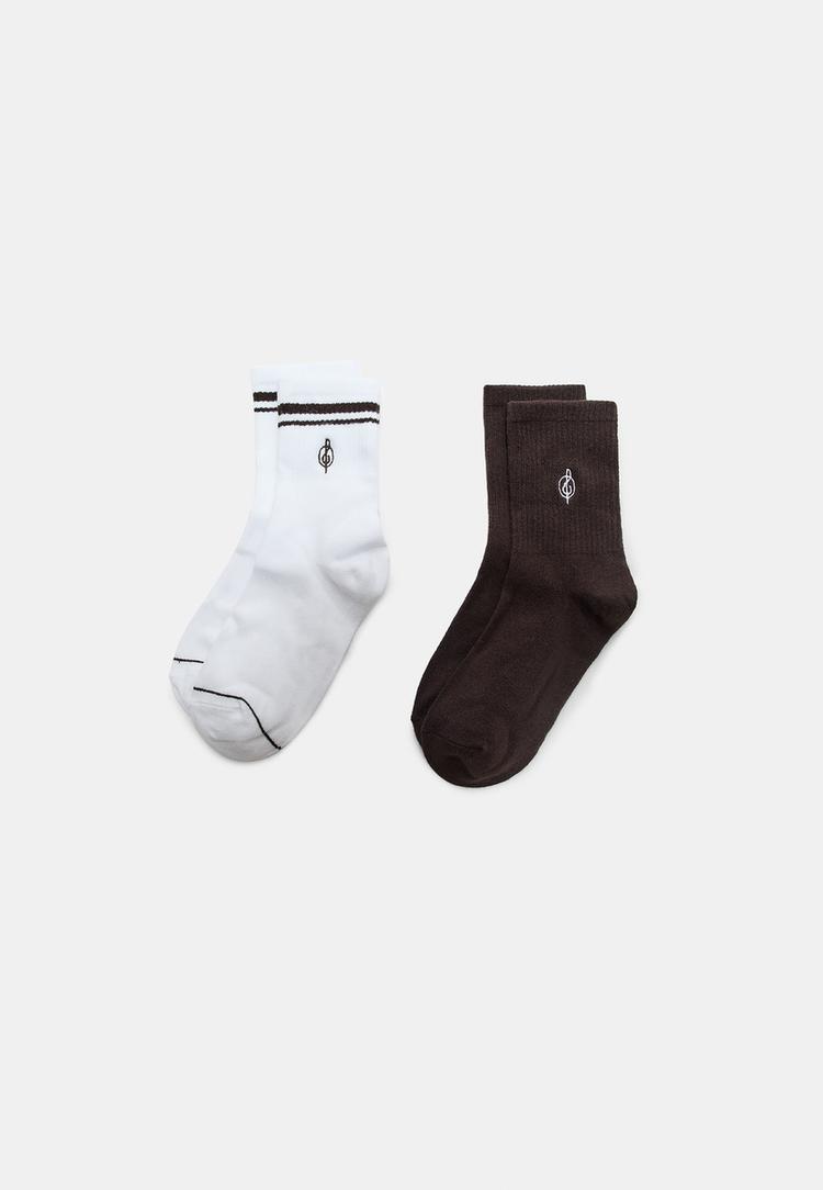 pack 2 calcetines rayas y bordado
