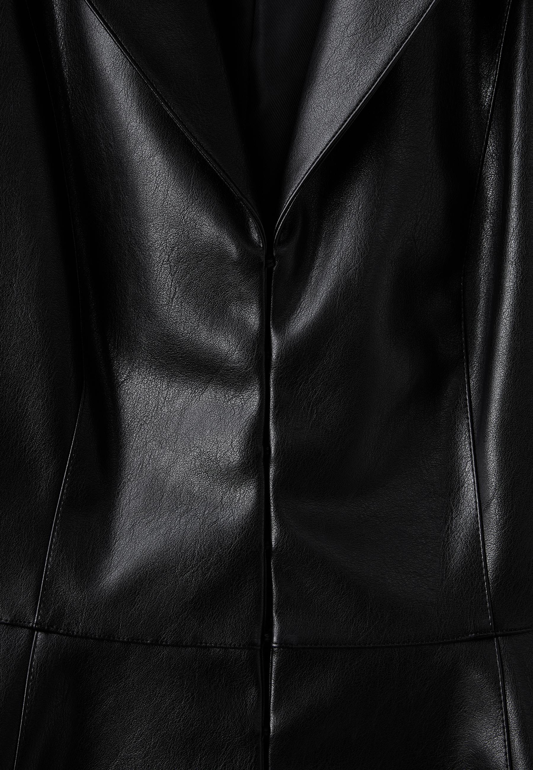 Leather effect peplum blazer — Black
