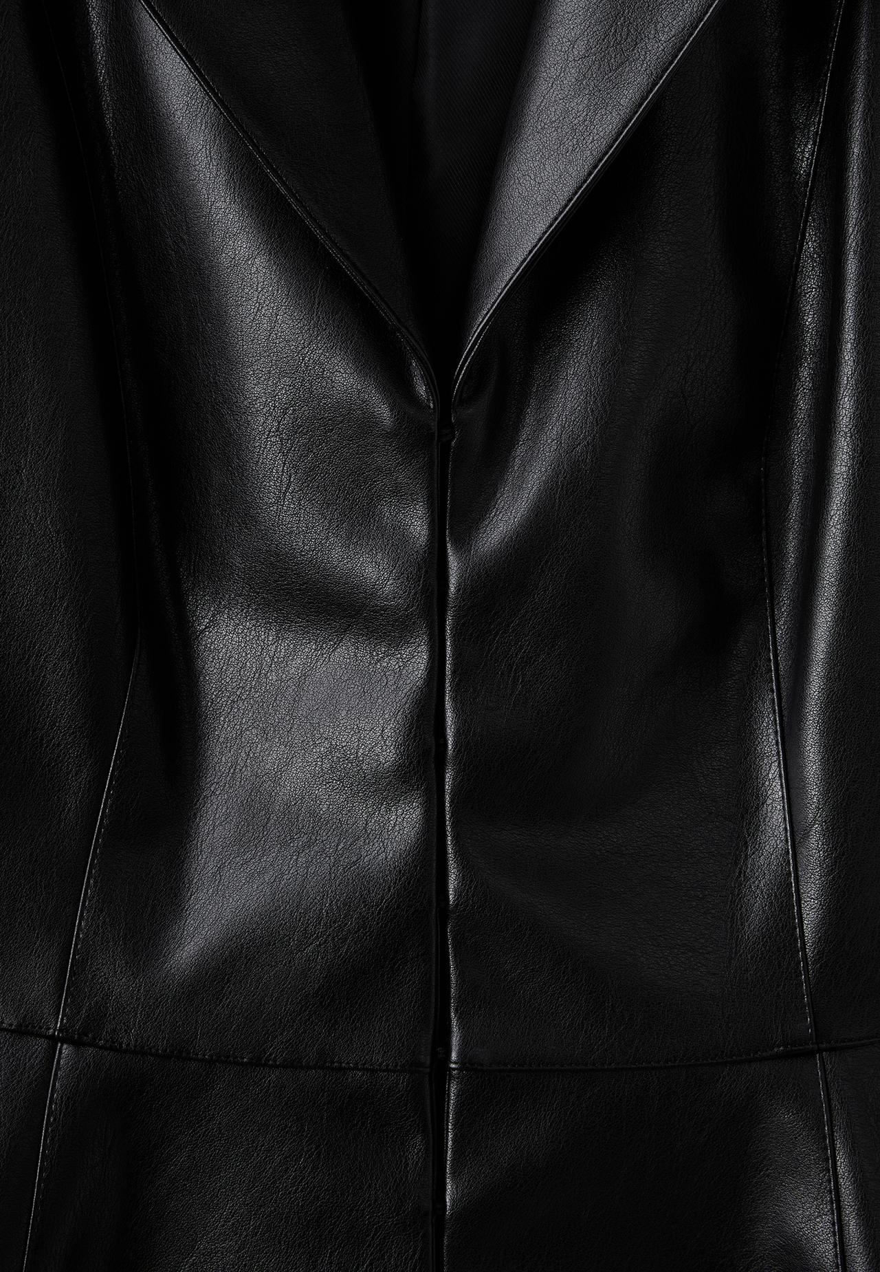 Peplum leather effect blazer — Black
