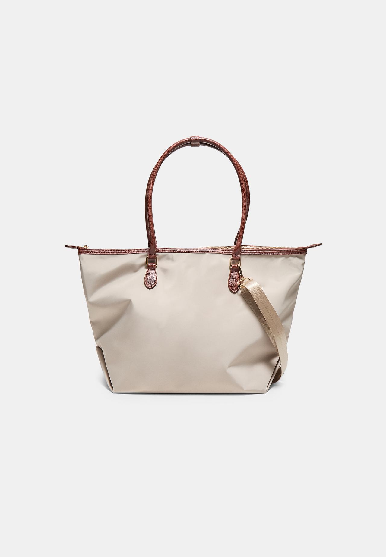 Contrast crossbody shopper bag — Stone