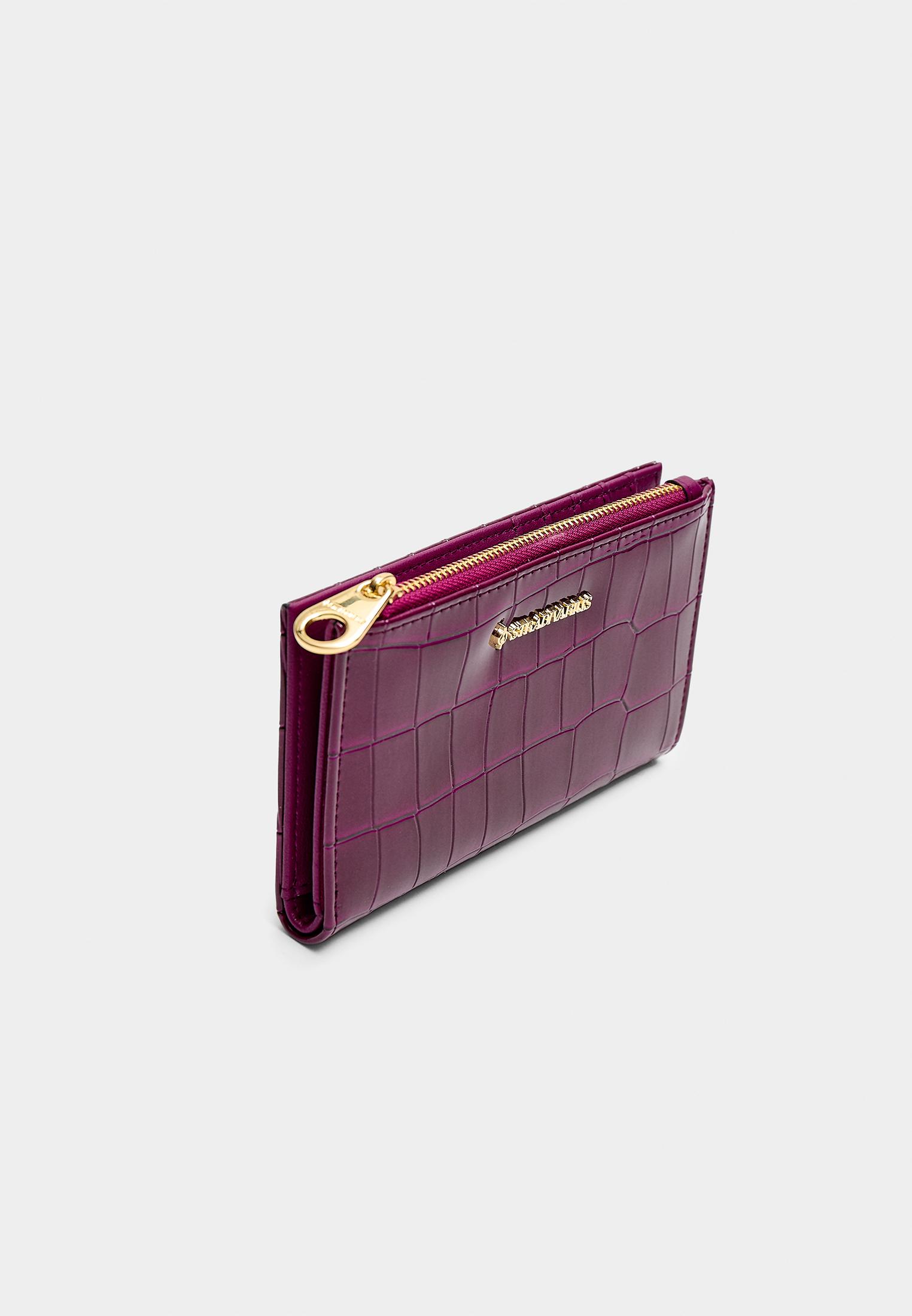 Stradivarius Basic timsah deseni görünümlü cüzdan görsel 3