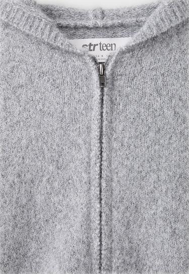 Hooded zip knit cardigan — Grey melange 9