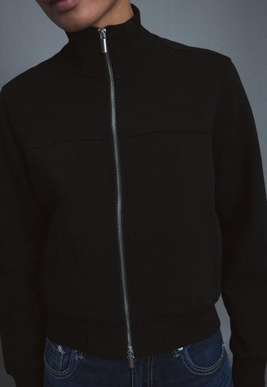 B09 Cropped high-neck zip-up sweatshirt — Black 6