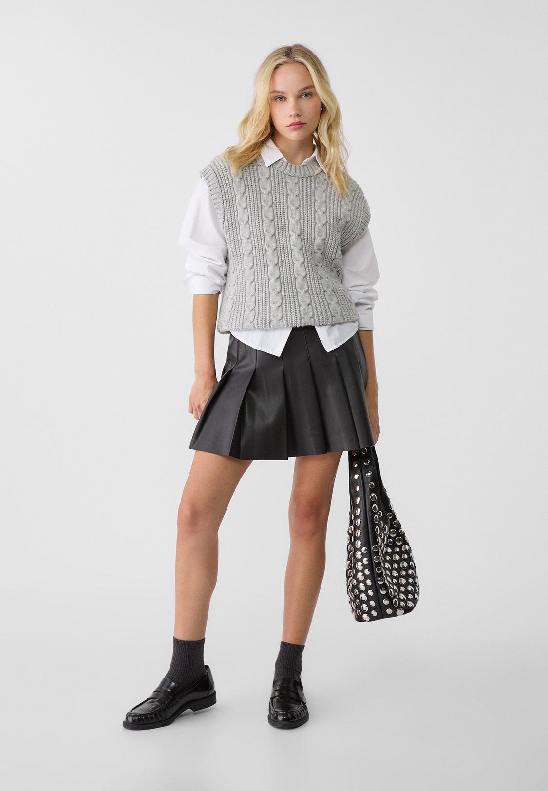 Falda Tablas Minifalda Polipiel Zara Jerseys Falda Efecto Piel