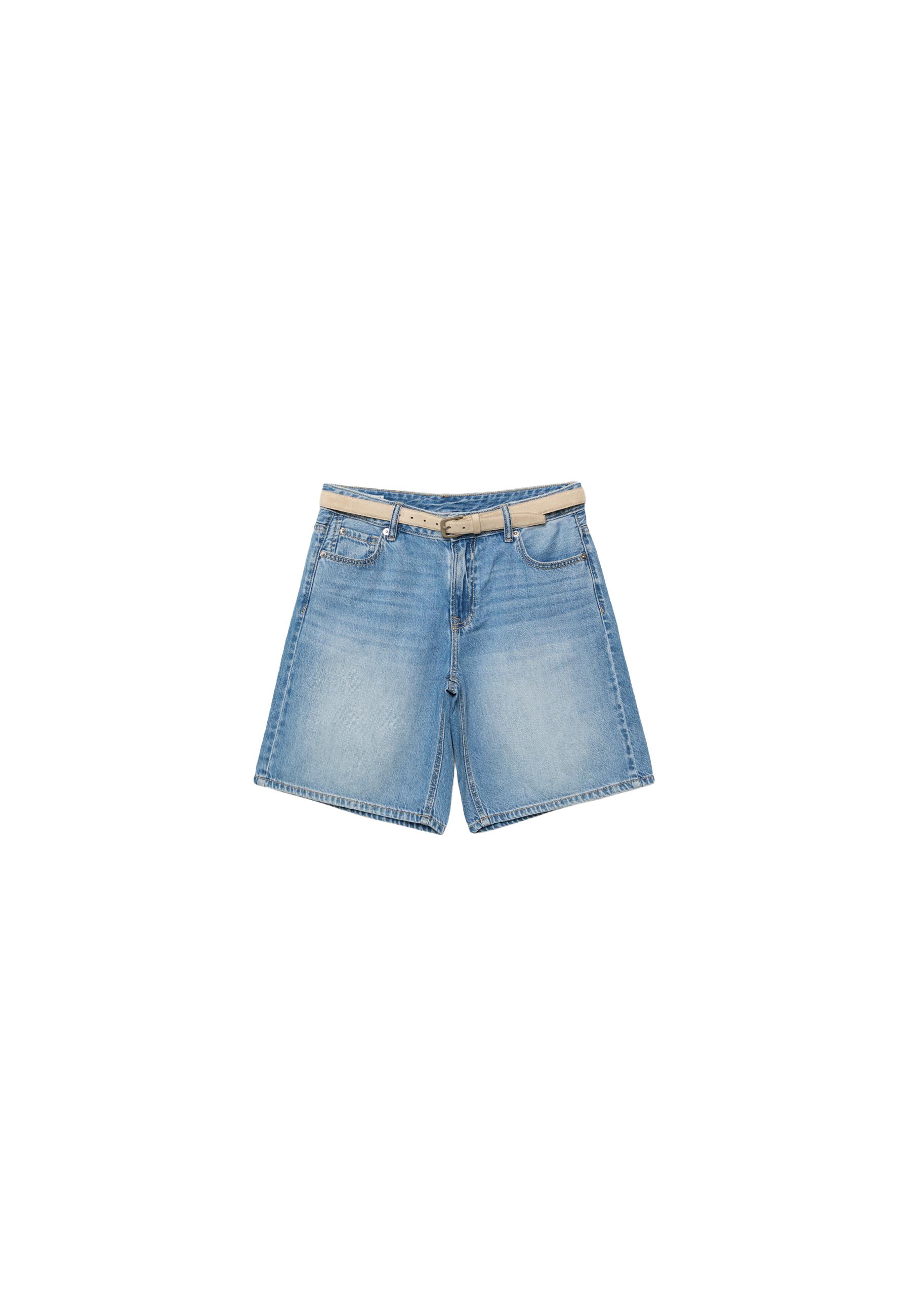 Kemerli denim bermuda - Görsel 11