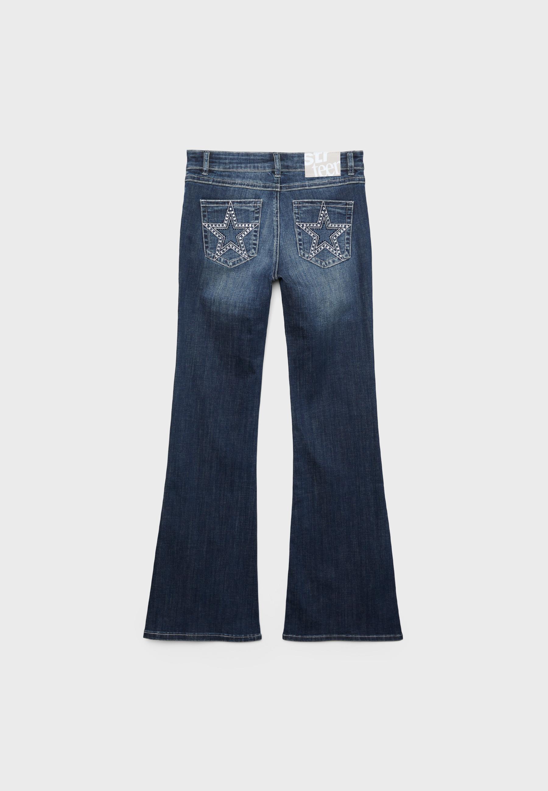 Embroidered pocket flared jeans — LIGHT GREY DENIM WASH