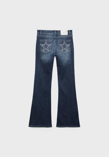 Embroidered bell bottom jeans — LIGHT GREY DENIM WASH 8