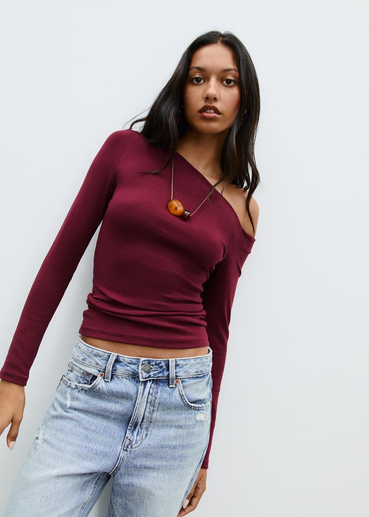 top with asymmetric neckline