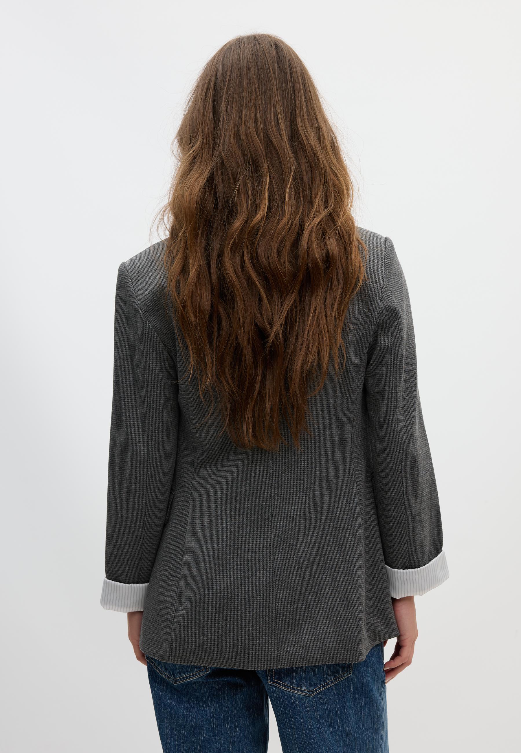 Regular fit houndstooth blazer — Grey
