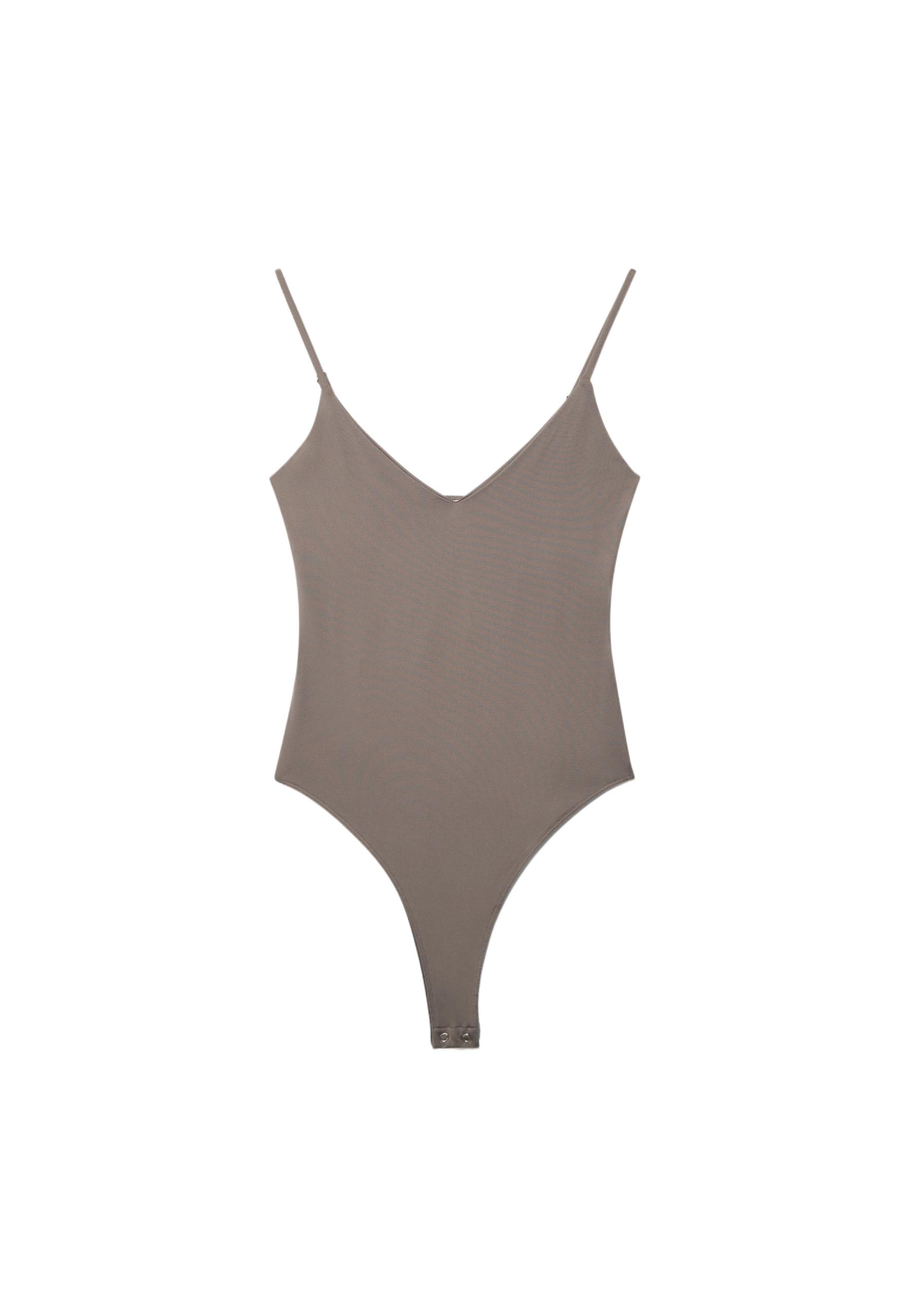 V-neck strappy bodysuit — Brown