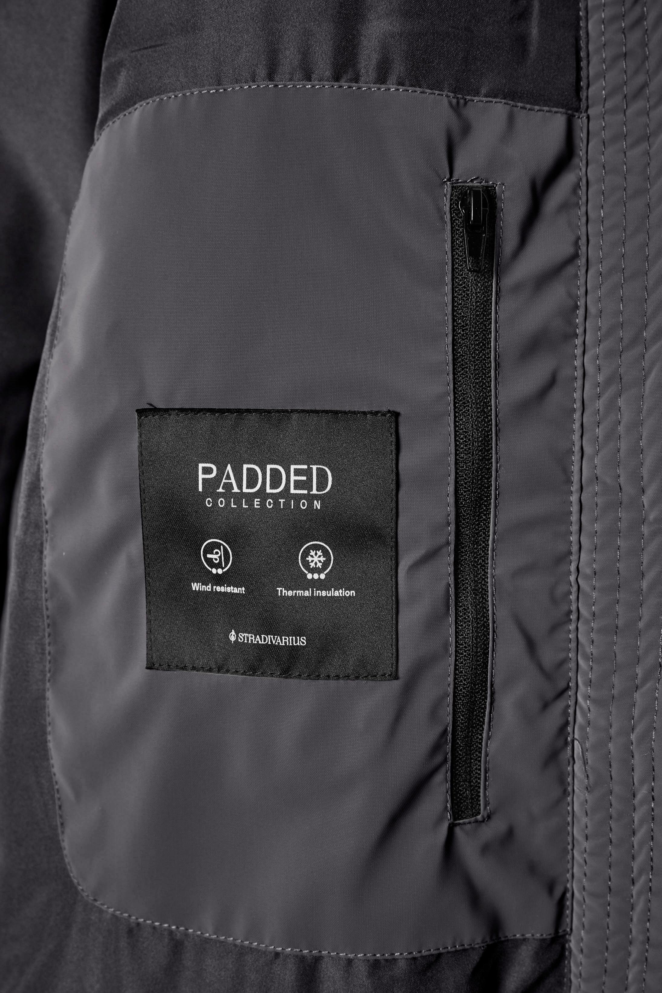 Metallic hooded puffer jacket — Black