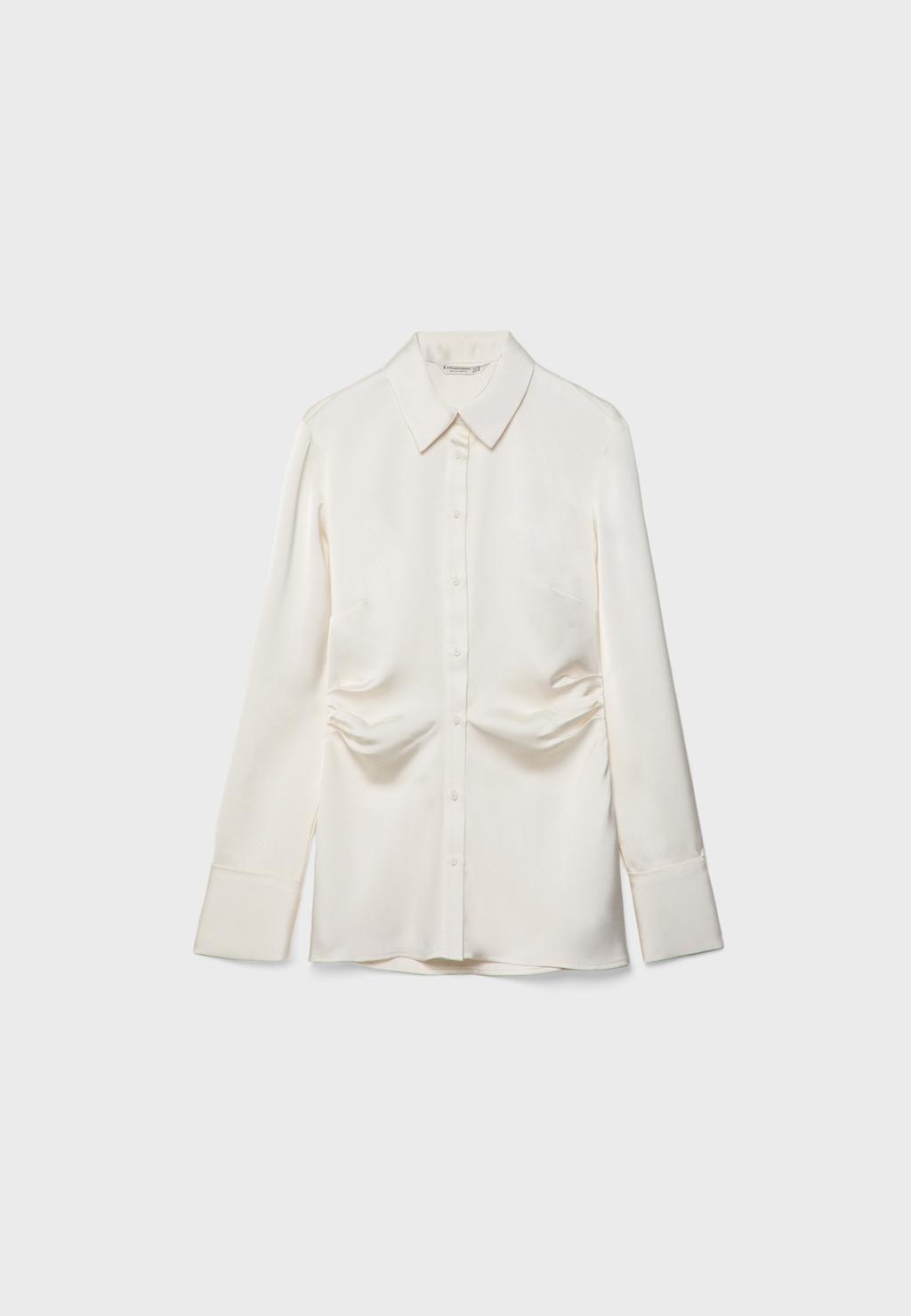 Gathered satin shirt