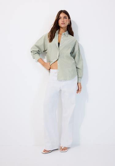 Regular fit adjustable poplin shirt — Khaki 2