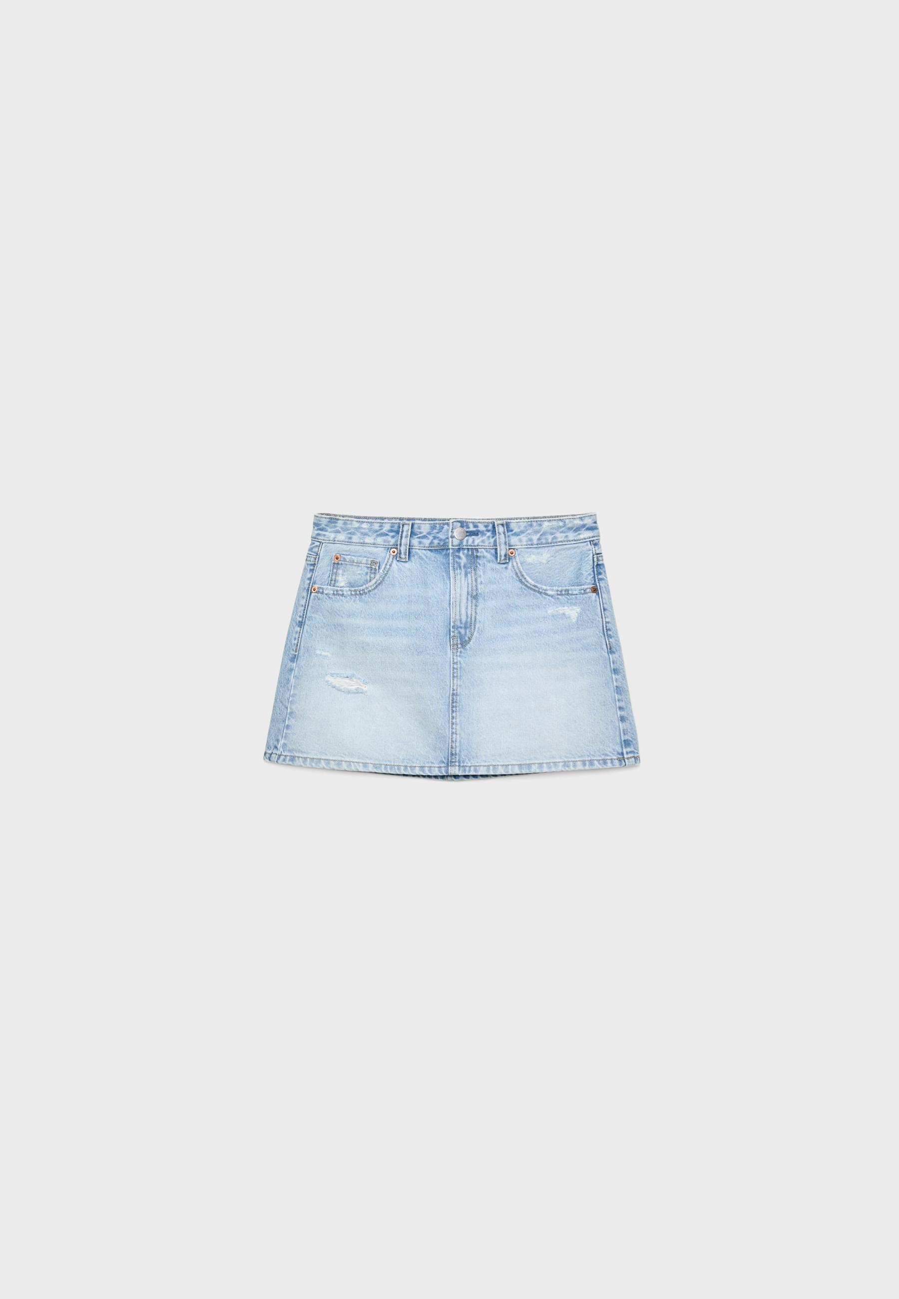 D60 denim mini skirt — LIGHT BLEACH