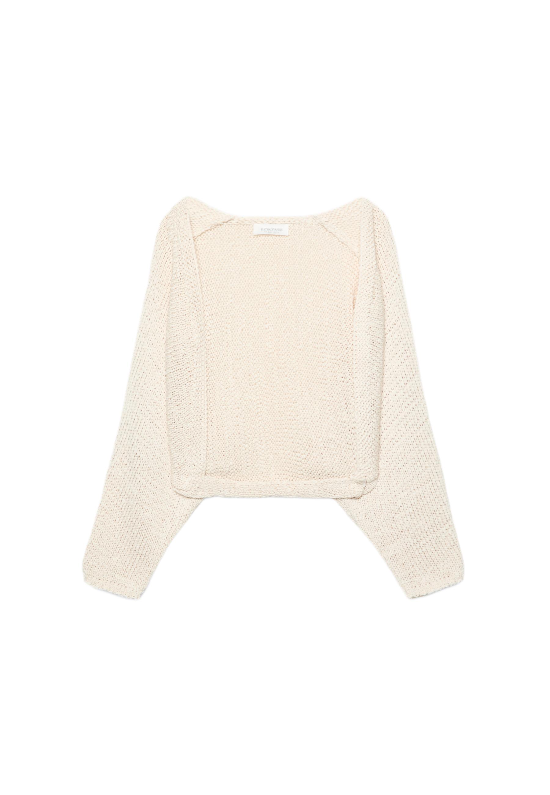 Batwing sleeve knit cardigan with tie — Vanilla