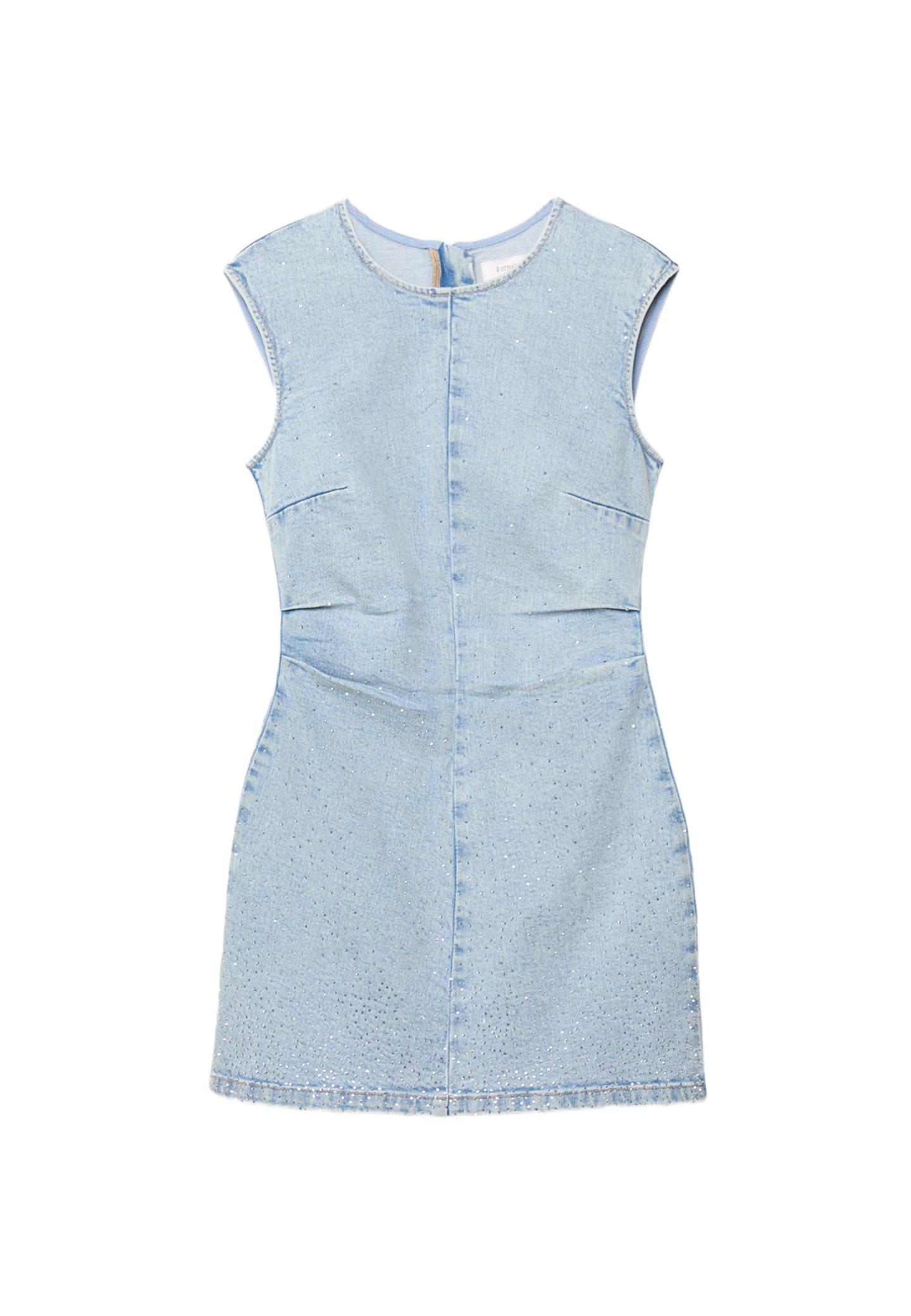 Payetli kısa denim elbise - Görsel 7