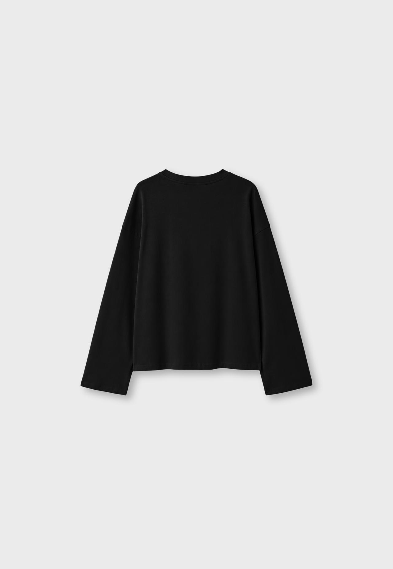 Boxy long sleeve T-shirt — Black