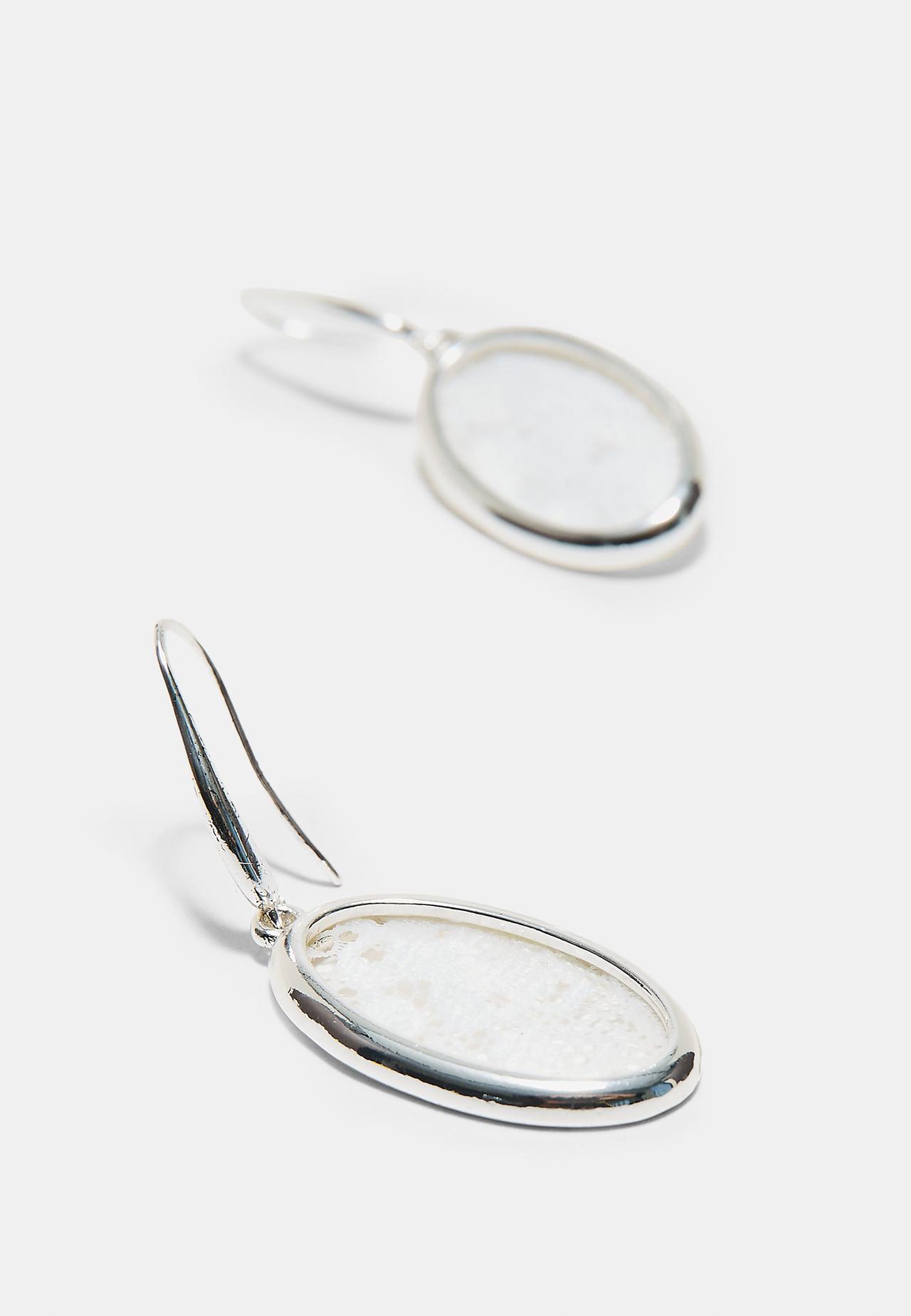 Oval lace dangle earrings — Grey