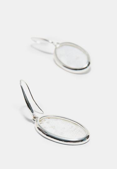 Oval lace dangle earrings — Grey 3