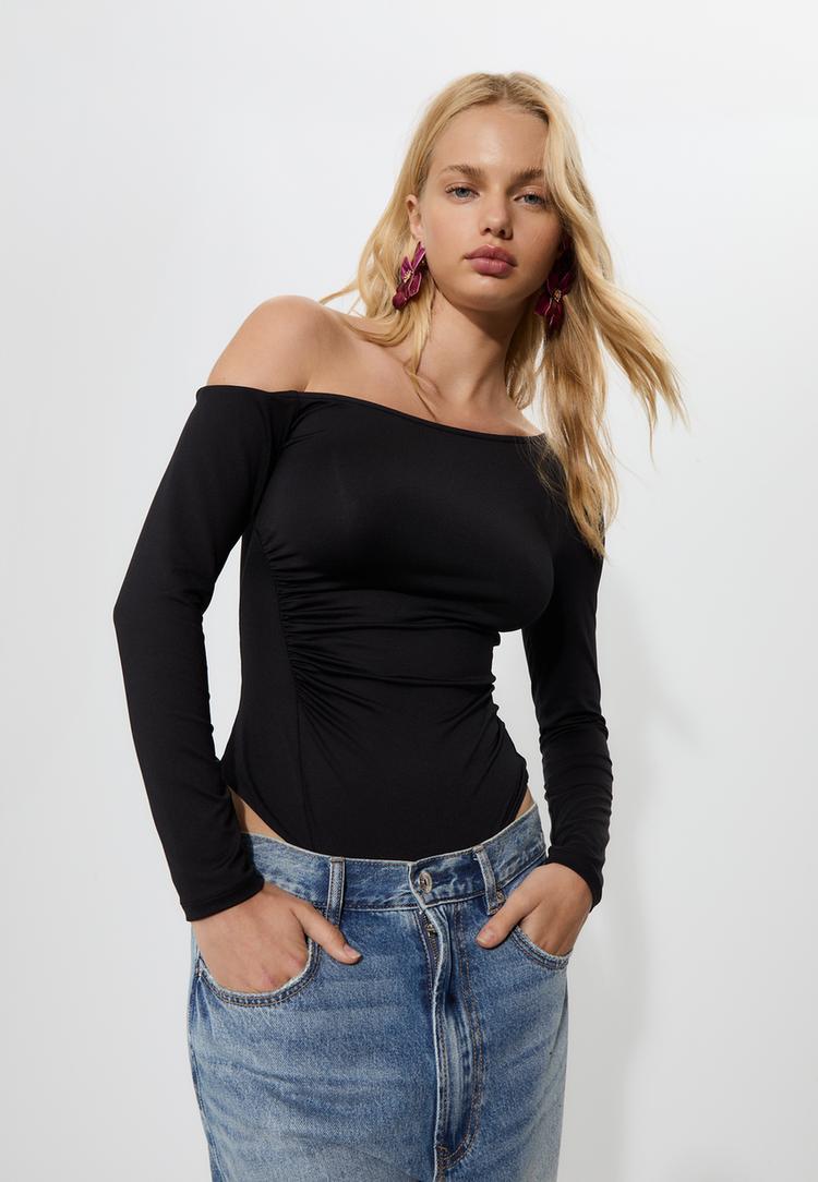 body arricciato maniche lunghe