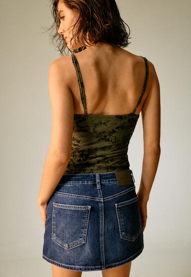 Crossover mini skort — MEDIUM DENIM WASH 5