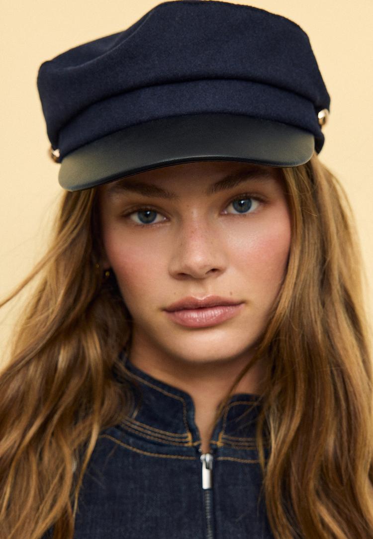 Stradivarius Ναυτικό Κασκέτο Από Δύο Υλικά Navy Blue Os φωτογραφία