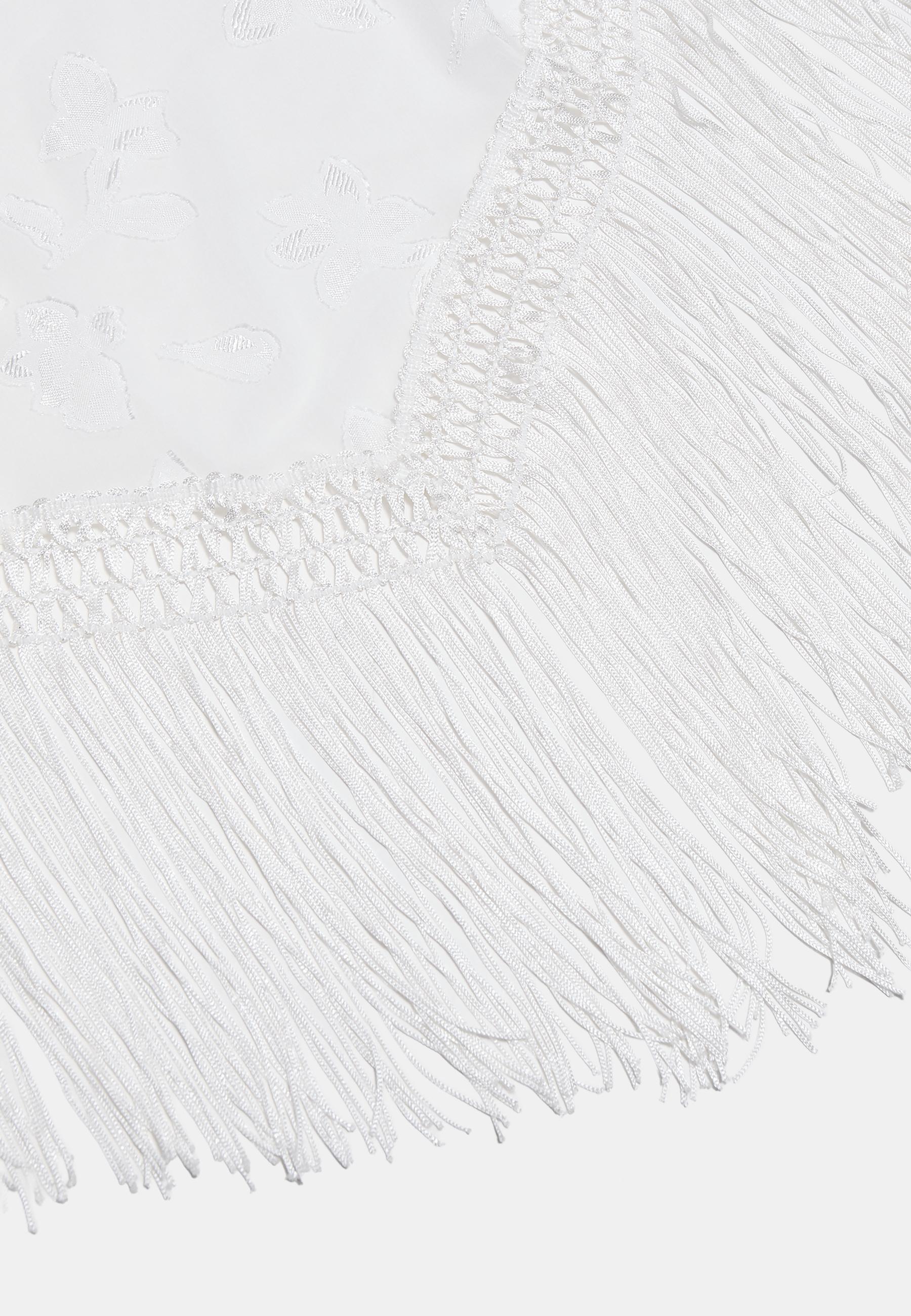 Fringed floral pareo — Ecru