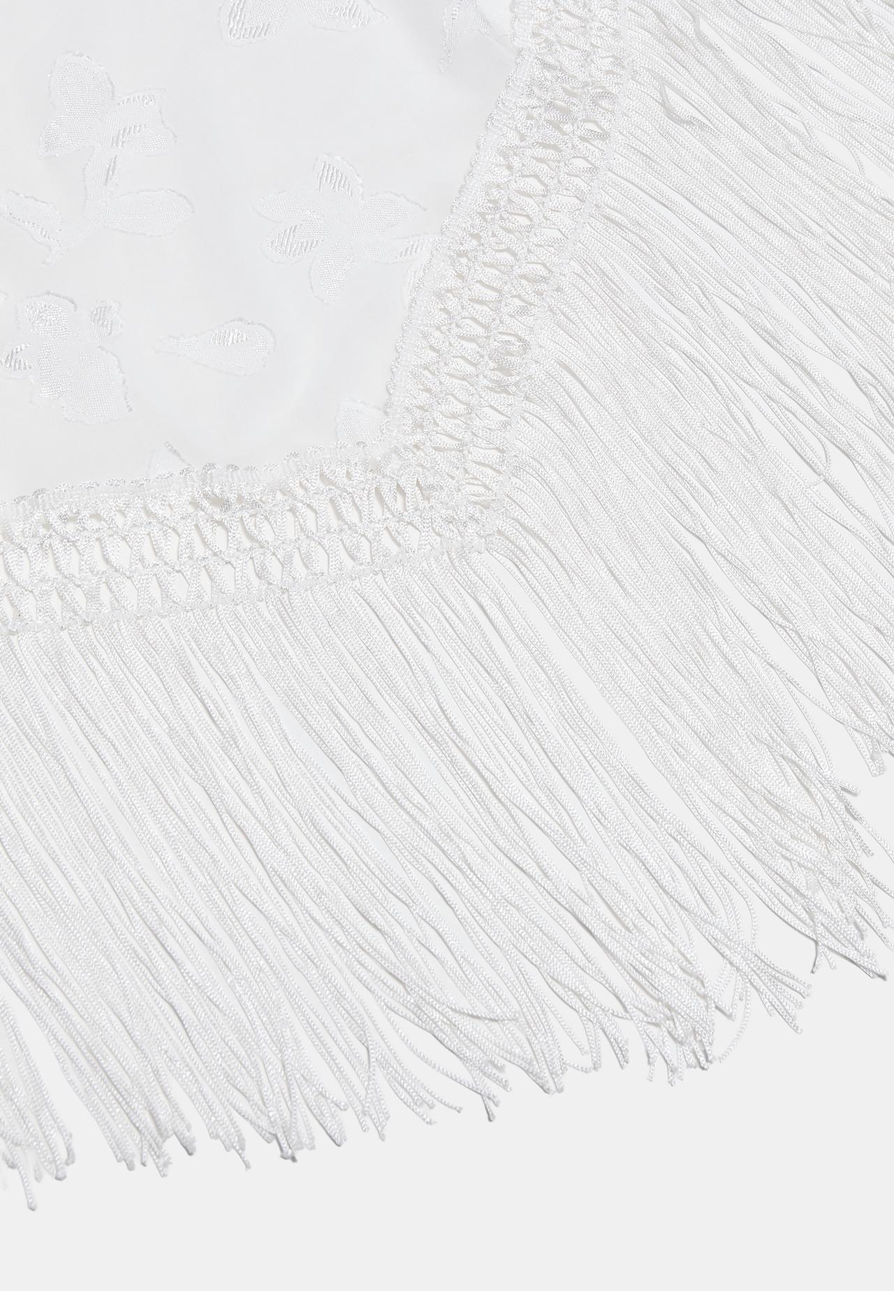 Floral fringed sarong — Ecru