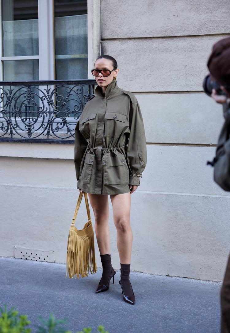 Parka aus Baumwolle mit Taschen Olivgrün XL