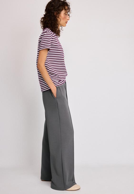yumusak dokulu onu dikis detaylı genis paca jogger pantolon l04512257