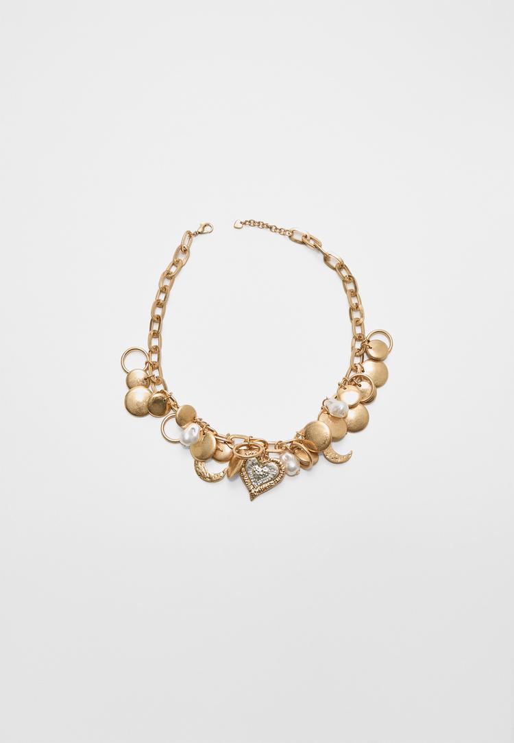 collar multi charm corazones