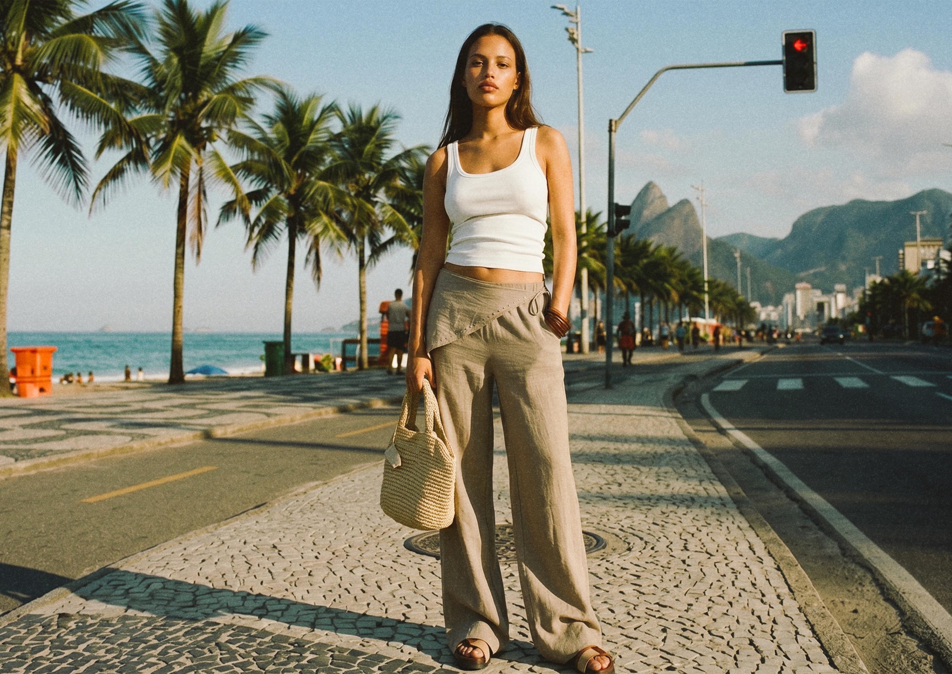 Flowing scarf trousers — Stone